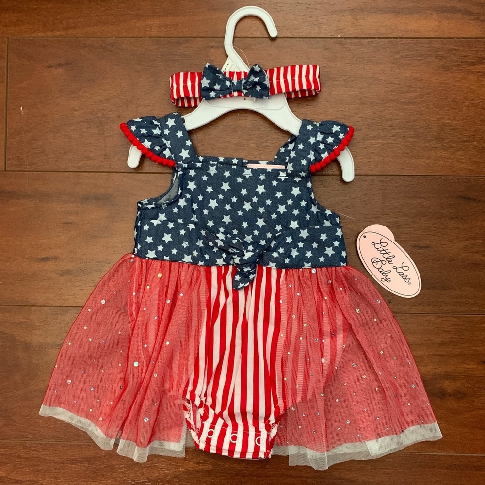 Little Lass Baby American Flag USA Dress